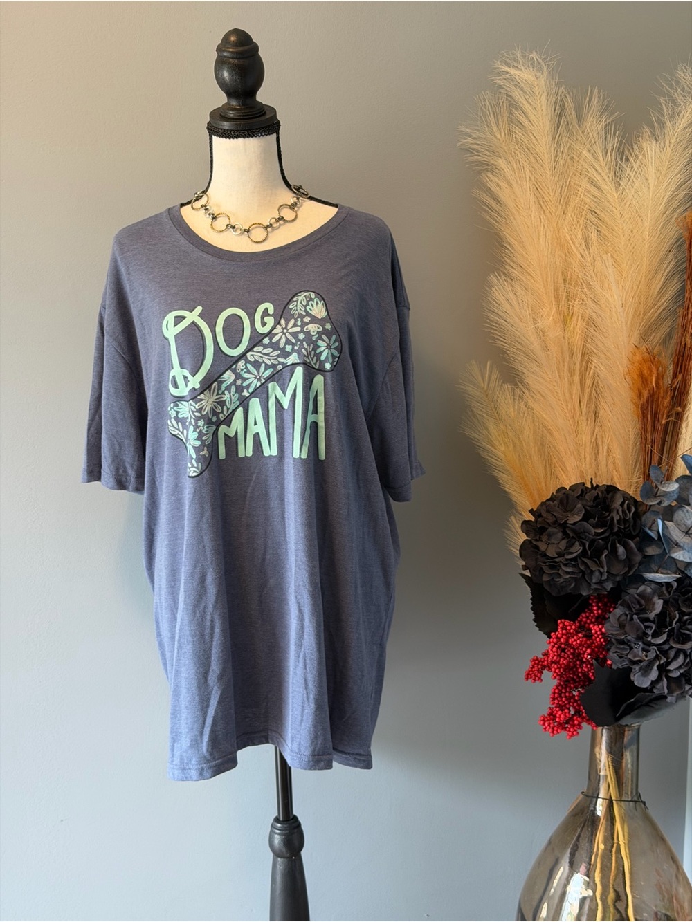 Dog Mama Graphic Jersey Tee - Blue